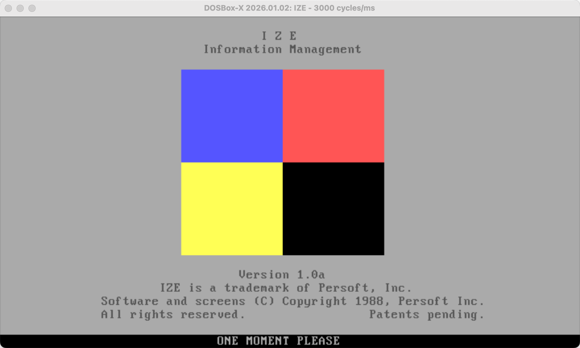 IZE splash screen