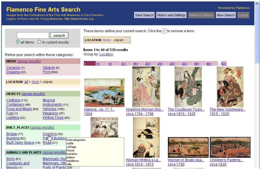Flamenco faceted search, from Hearst (2009)